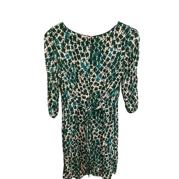 Boden Floral Kelly Green & Pink Four Leaf Clover Sheath Belted Tie Dress US 6R - Picture 10 of 16